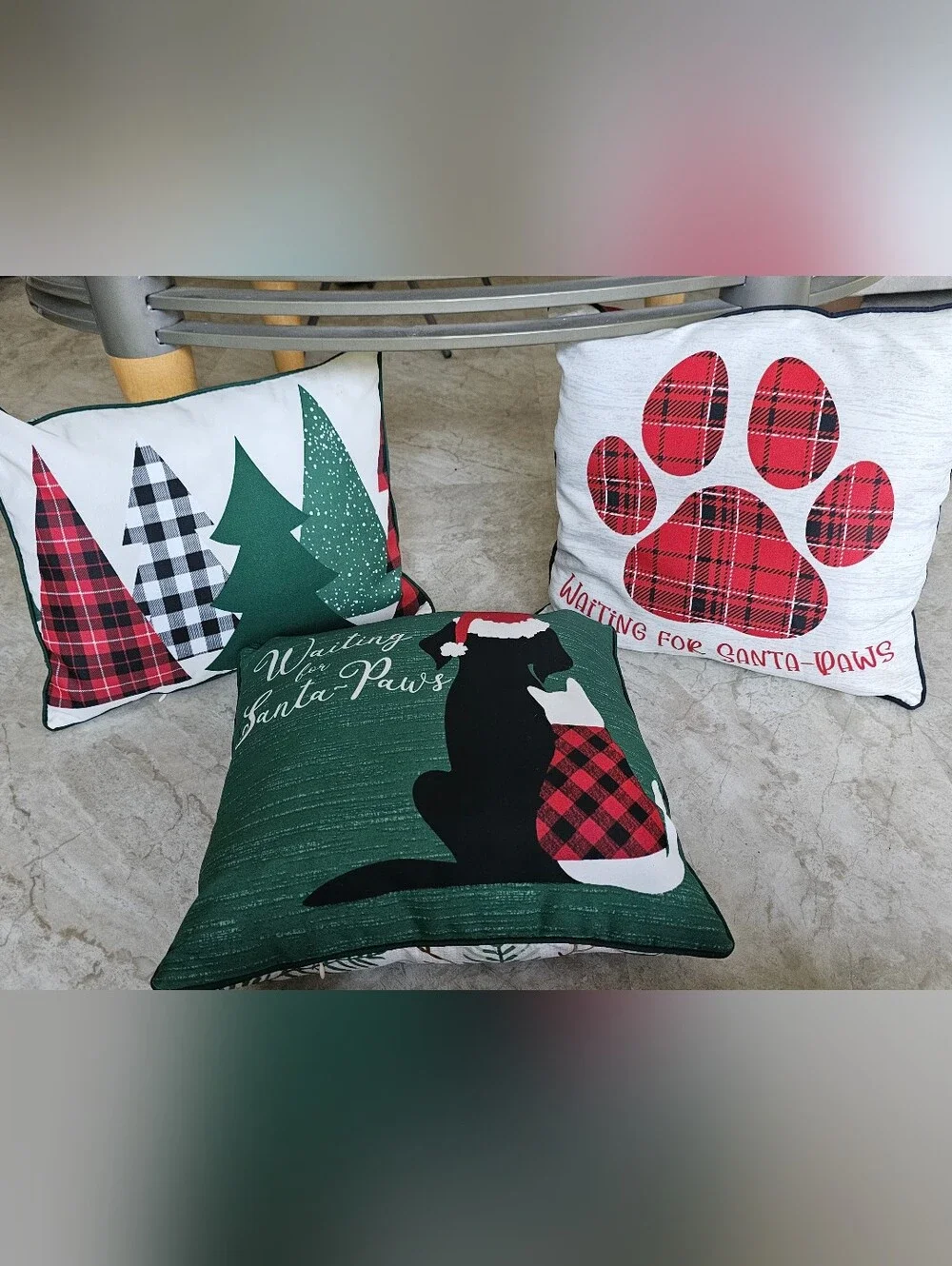 Holiday Pet Pillow Cover - Green Plaid Christmas Design
